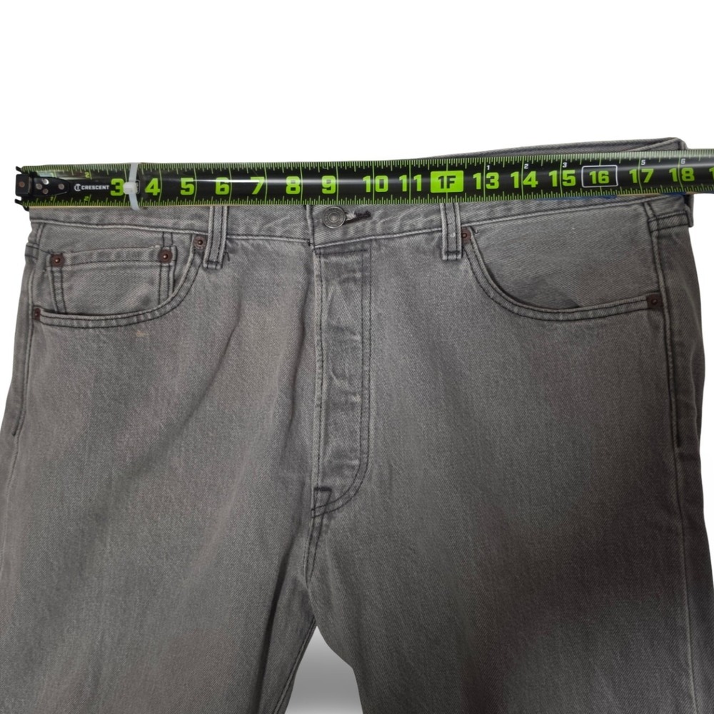 Levis 501 Button Fly Jeans Mens 35x30 Gray Stretch Denim Straight Leg Pants Y2K - Picture 10 of 14